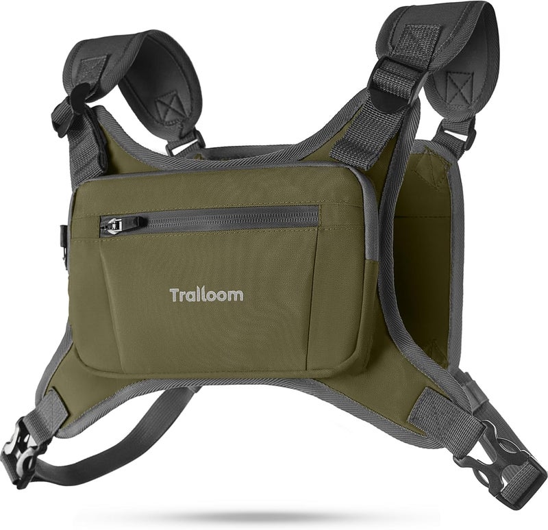 Trailoom Running Chest Pack, Reflective Vest, Water Repellent, Phone Holder, Workout Bag for Runners, Cycling, Biking, EDC Pouch, Jogging Carrier, Hidden Pocket, Men & Women, Lightweight - Image 1